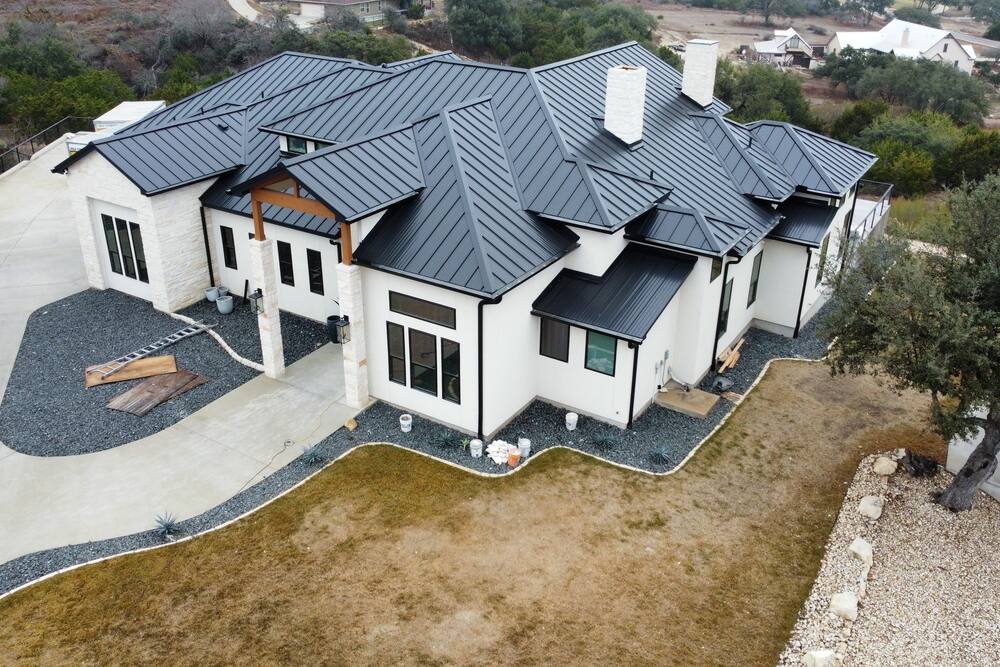 Standing-seam metal roof installed by Trident Roofing in San Antonio